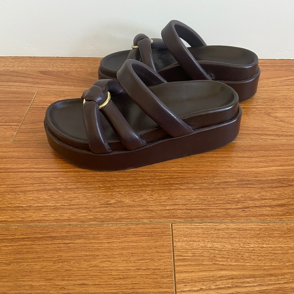 Dries Van Noten Leather Burgundy Brown Platform Flat Sandals Size 36.5 - Picture 4 of 8